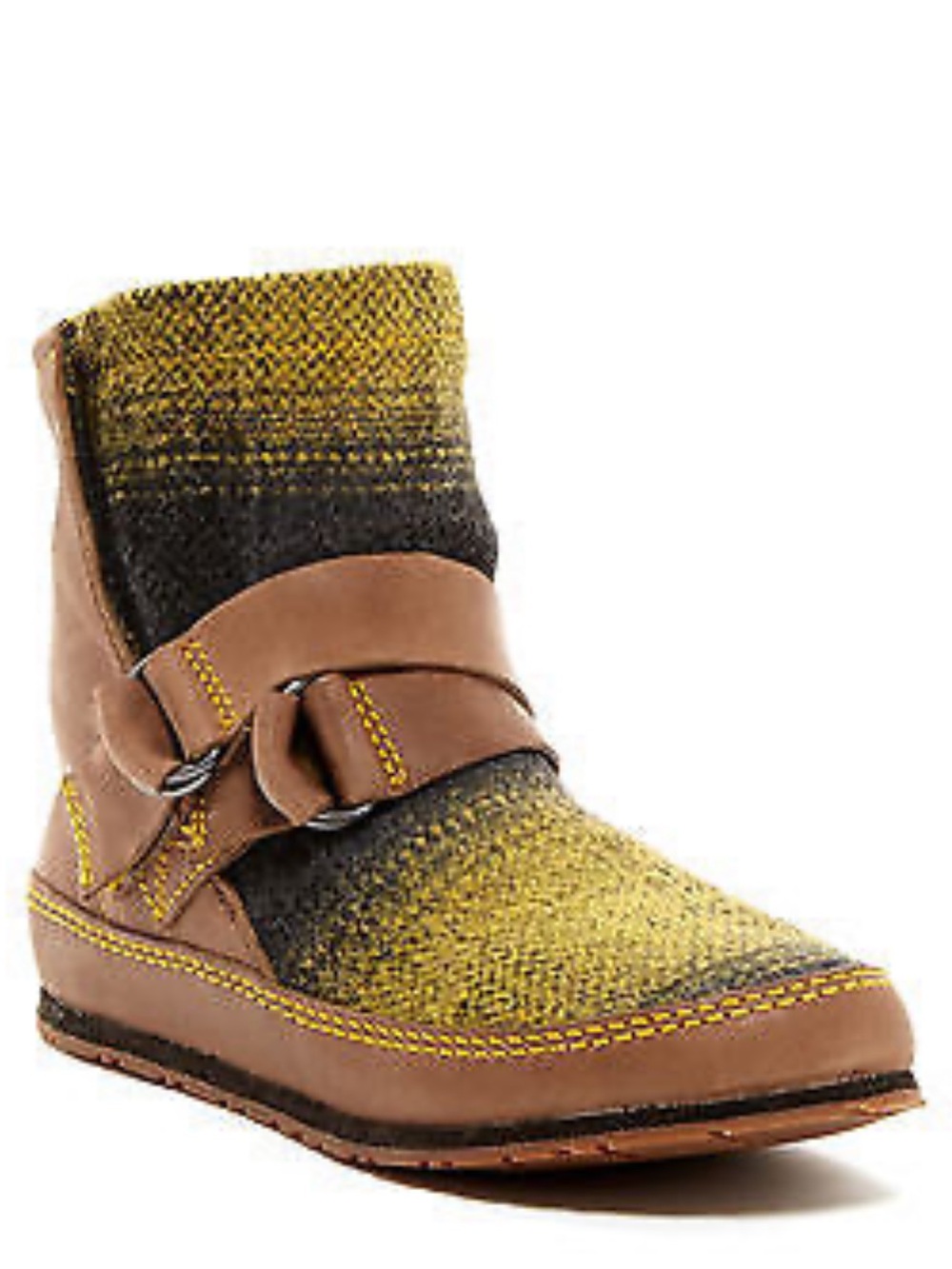 SOREL YAQUINA BLANKET II BOOTS ASPHALT GREEN LEATHER & KNIT SIZE 9
